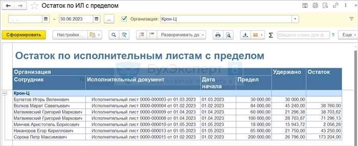 Как просмотреть остаток по исполнительным листам для организации